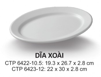 CTP6422-10.5 Dĩa Oval 10.5 (Trắng Trơn) - ET