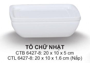 CTB6427-8 Tô Chữ Nhật  8 (Trắng Trơn) - ET