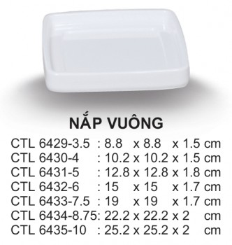 CTL6435-10 Nắp Tô Vuông 10 (Trắng Trơn) - ET