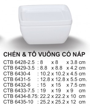 CTB6433-7.5 Tô Vuông 7.5 (Trắng Trơn) - ET