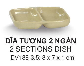 DV188-3.5 Dĩa Tương 2 Ngăn (Nâu Đá) -  SPW
