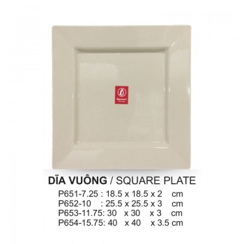 P653-11.75 Dĩa Vuông (Nâu Đá) -  SPW