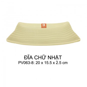 PV063-8 Dĩa Chữ Nhật (Nâu Đá) -  SPW