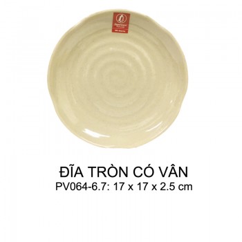 PV064-6.7 Dĩa Tròn Có Vân 6.7 (Nâu Đá) -  SPW