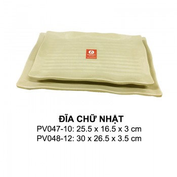 PV048-12 Dĩa Chữ Nhật 12 (Nâu Đá) -  SPW