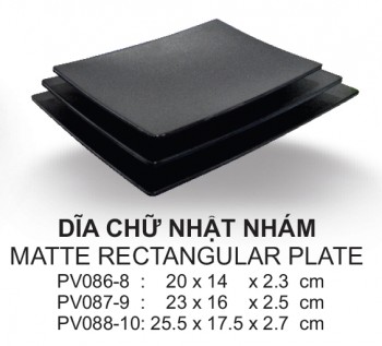 Pv087-9 Dĩa Chữ Nhật Nhám 9 inch  (Đen) - Spw