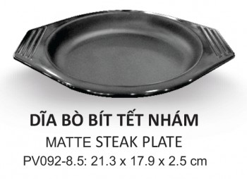 Pv092-8.5 Dĩa Bò Bít Tết Nhám 8.5 inch  (Đen) - Spw