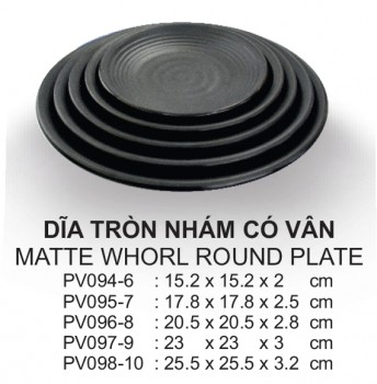 Pv095-7 Dĩa Tròn Nhám  7 inch  (Đen) - Spw