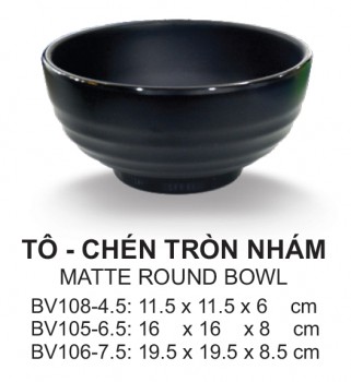 Bv105-6.5 Tô Tròn Nhám 6.5 inch  (Đen) - Spw