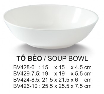 Bv424-8.5 Tô Bèo 8.5 (Trắng Trơn) -  Spw