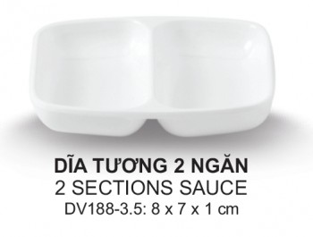 Dv188-3.5 Dĩa Tương 2 Ngăn (Trắng Trơn) -  Spw