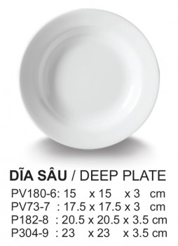 P182-8 Dĩa Sâu 8 (Trắng Trơn) -  Spw