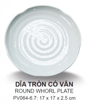 Pv064-6.7 Dĩa Tròn Có Vân 6.7 (Trắng Trơn) - Spw