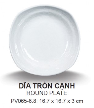 Pv065-6.8 Dĩa Tròn Cạnh 6.8 (Trắng Trơn) -  Spw