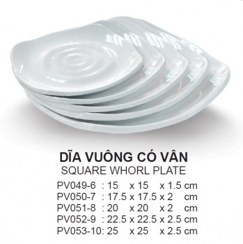 Pv053-10 Dĩa Vuông Có Vân 10 (Trắng Trơn) -  Spw