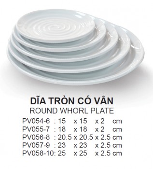 Pv055-7 Dĩa Tròn Có Vân 7 (Trắng Trơn) -  Spw