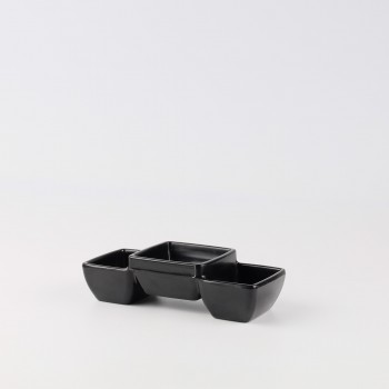 CTD6419-2.5 Dĩa Chấm 3 Ngăn Vuông (Đen) -  ET