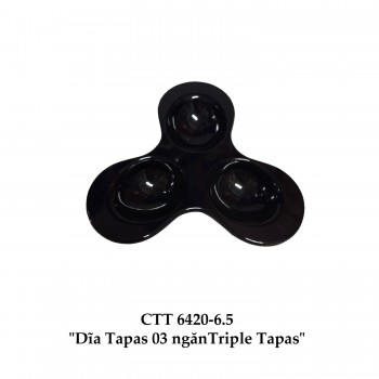 CTT6420-6.5 Dĩa Chấm 3 Ngăn Oval 6.5 (Đen) -  ET