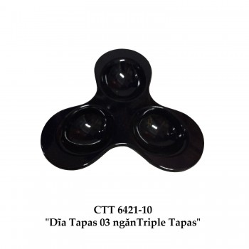 CTT6421-10 Dĩa Chấm 3 Ngăn Oval 10 (Đen) -  ET
