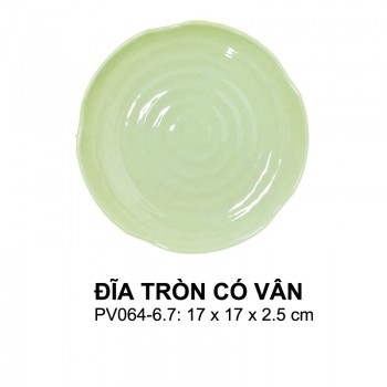 Pv064-6.7 Dĩa Tròn Có Vân 6.7(Xanh Đá) - Spw