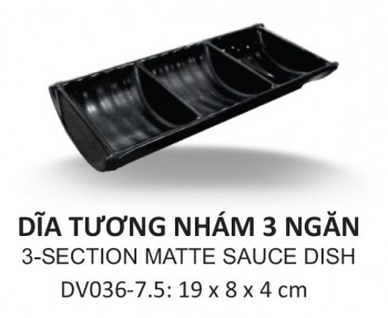 DV036-7.5 Dĩa Tương Nhám 3 Ngăn 7.5 (Đen) - SPW