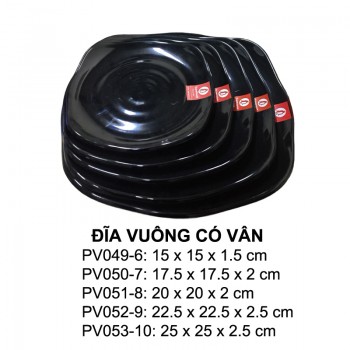 PV050-7 Dĩa vuông có vân 7 (Black) - SPW